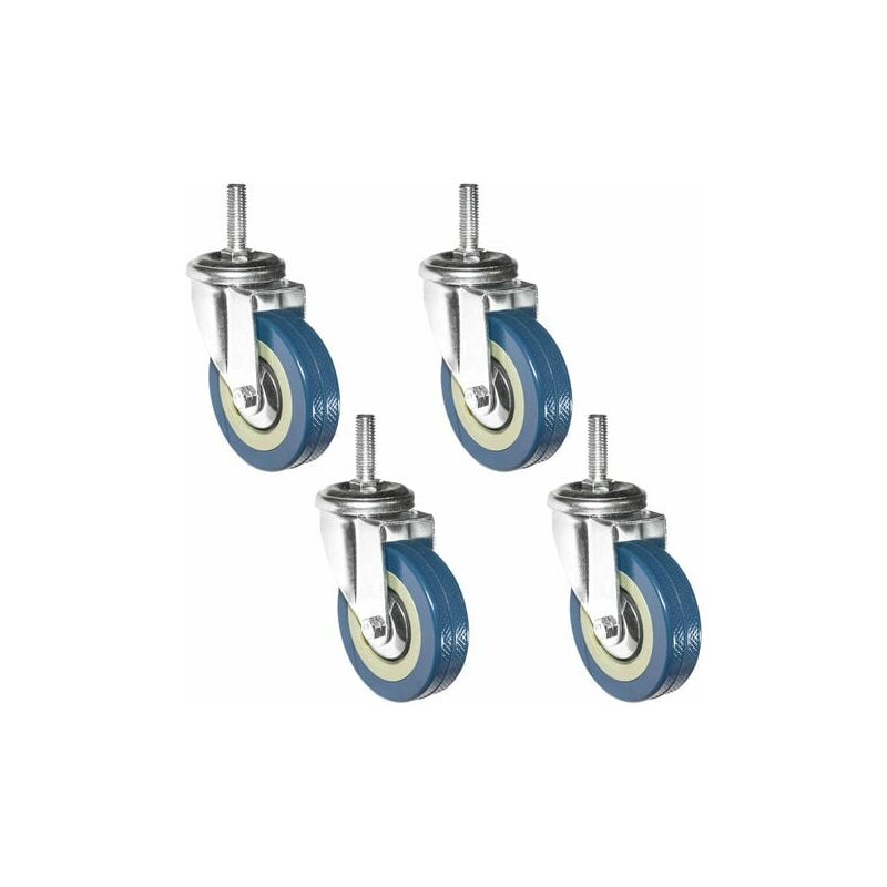 Choyclit - Lot de 4 360° Roulettes pour Meubles 75mm M10 Roulette Charge Lourde Pivotante
