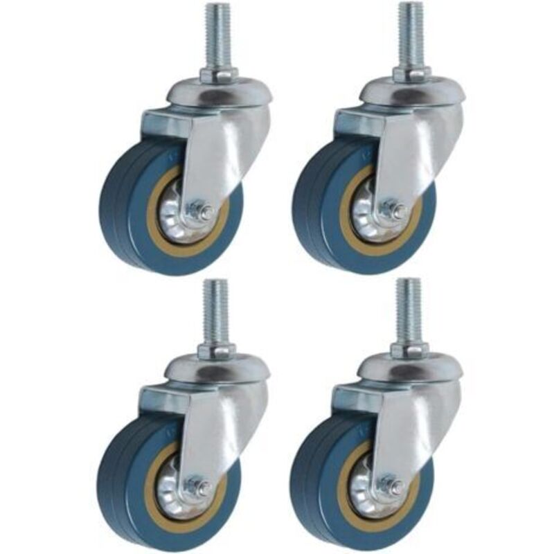Lot de 4 360° Roulettes pour Meubles 75mm M10 Roulette Charge Lourde Pivotante