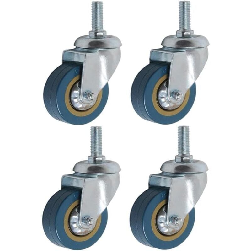 Forehill - Lot de 4 360° Roulettes pour Meubles 75mm M10 Roulette Charge Lourde Pivotante