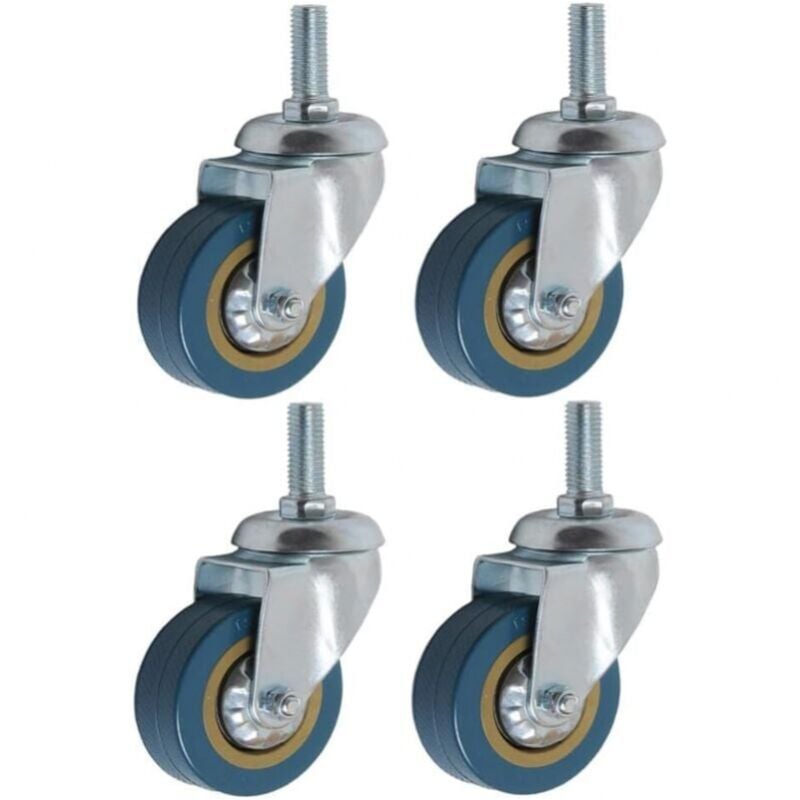 Lot de 4 360° Roulettes pour Meubles 75mm M10 Roulette Charge Lourde Pivotante