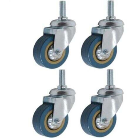 Lot de 4 360° Roulettes pour Meubles 75mm M10 Roulette Charge Lourde Pivotante