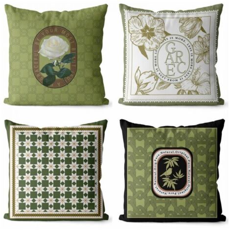 Lot de 4 45x45 Housses de Coussin Taie d'oreiller Décoratif Canapé pour Chambre, Canapé, Chaise, Lit,Jardin (Vintage vert)