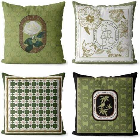 Lot de 4 45x45 Housses de Coussin Taie d'oreiller Décoratif Canapé pour Chambre, Canapé, Chaise, Lit,Jardin (Vintage vert)