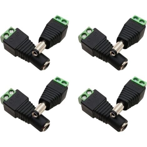 Lot de 4 5.5 mm 2.1 mm DC Connecteur d'alimentation Mâle et Femelle de 12 V Adaptateurs Prise, pour Caméra de Vidéosurveillance Système de Sécurité Lumière LED Connecteur DC mâle-ANPVIZ