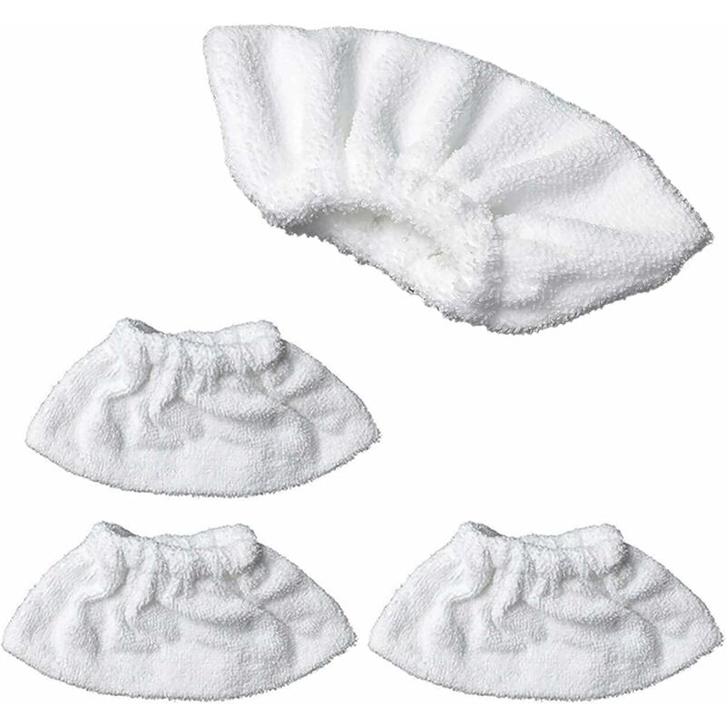 Lot de 4 accessoires de nettoyage à la vapeur en microfibre pour la buse manuelle, ensemble de chiffons éponge, housse en coton éponge, compatible