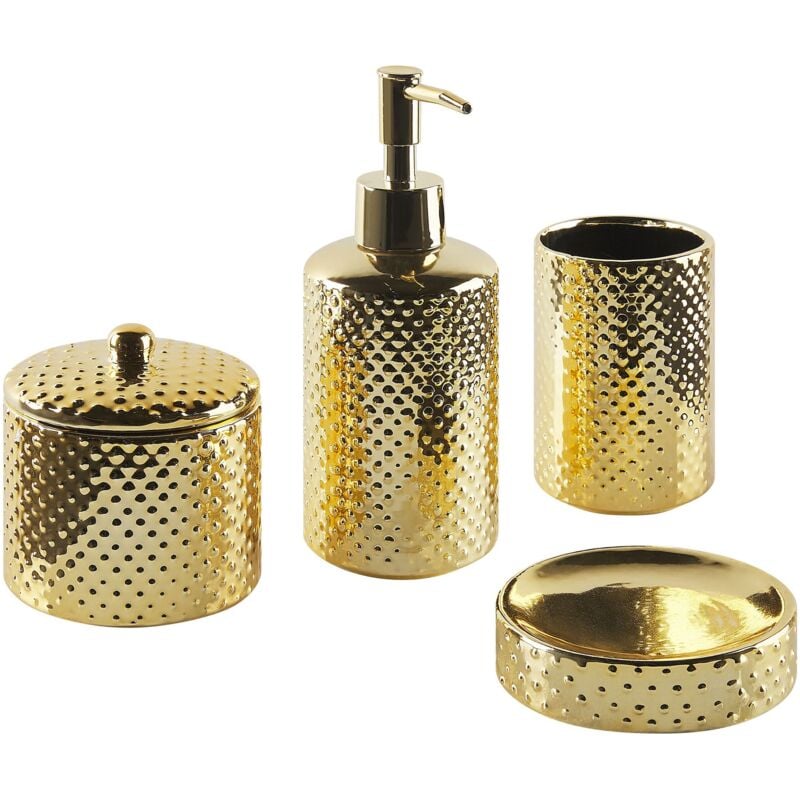 Ensemble Accessoires de Salle de Bains 4 pièces Dolomite Glamour Doré Cumana