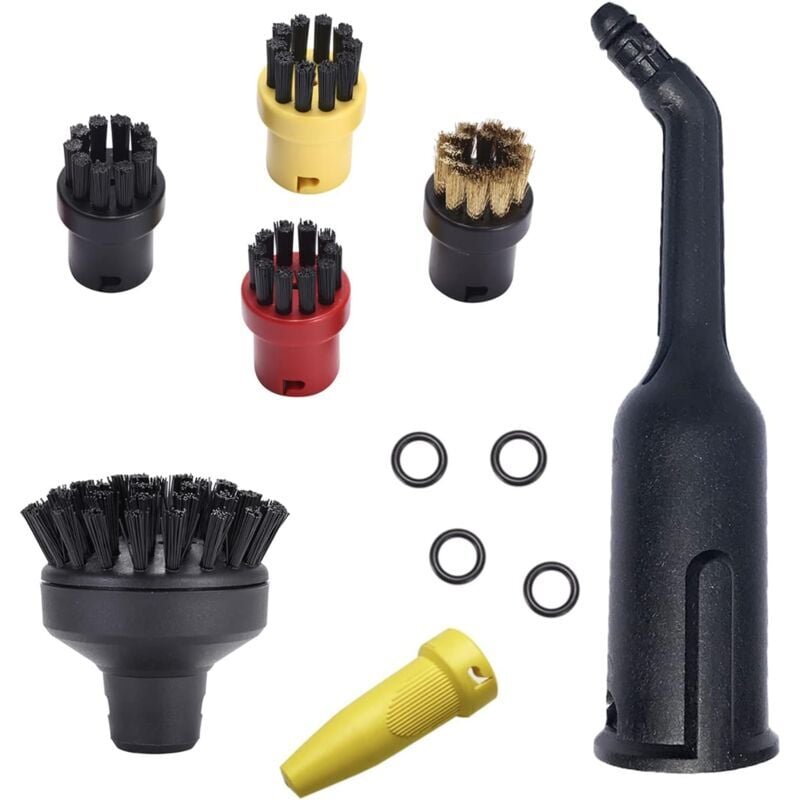 Lot de 4 Accessoires pour Nettoyeur Vapeur - Karcher Easyfix SC1 SC2 SC3 SC4 SC5 - Brosses Rondes - Grande Brosse Ronde - Buse - Pièces Détachées