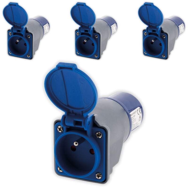 Lot de 4 adaptateurs compact sans câble femelle 16A 2P+T en mâle CEE17 pour camping, nautisme - Zenitech