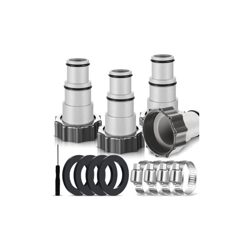 SNQ - Lot de 4 adaptateurs de piscine a pour piscines Intex, adaptateur de tuyau de piscine a 32-38 mm, kit de connexion de pompe, adaptateur de