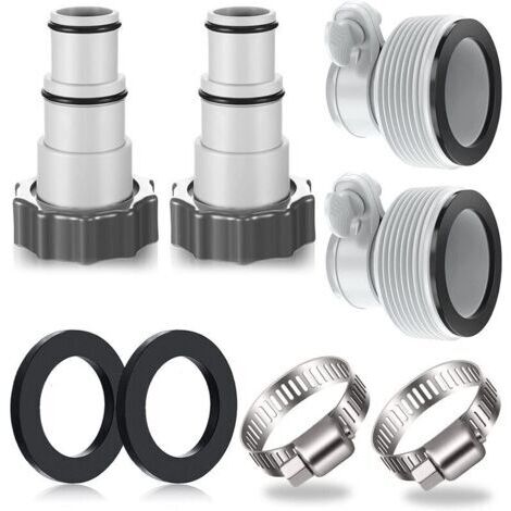 Lot de 4 adaptateurs tuyau piscine Ø 32/38 mm – Connecteurs pour pompe et valve à piston – Plastique résistant à la corrosion