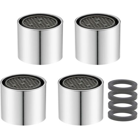 Lot de 4 aérateurs de robinet M18/M20/M22/M24/M28, pièces de rechange pour aérateur de robinet avec filtre à économie d'eau - Filetage interne (M20)