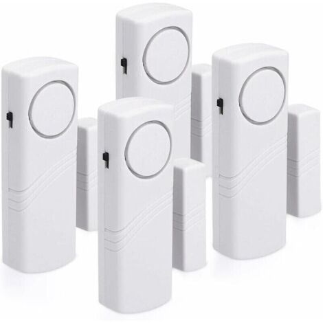 Lot de 4 alarmes de porte et fenêtre – alarmes antivol pour la maison – fonctionnement magnétique – 120 dB