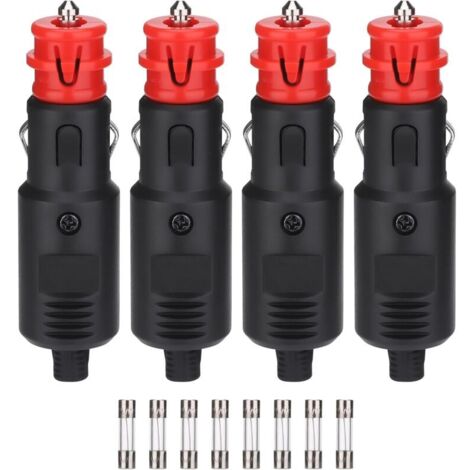 Lot de 4 Allume-Cigare 12V-24V avec Fusible 10A pour Voiture Camion Moto