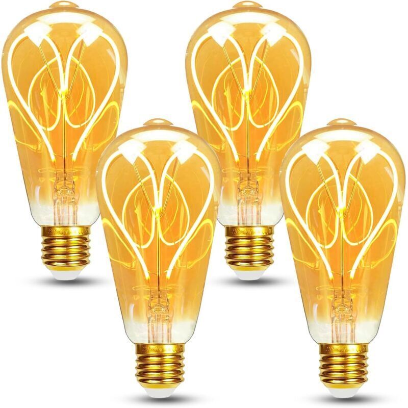 Lot de 4 Ampoule E27 Vintage Dimmable 4W ST64 Ampoule LED E27 Blanc Chaud 2700K 360LM Edison Décorative Rétro Ampoule