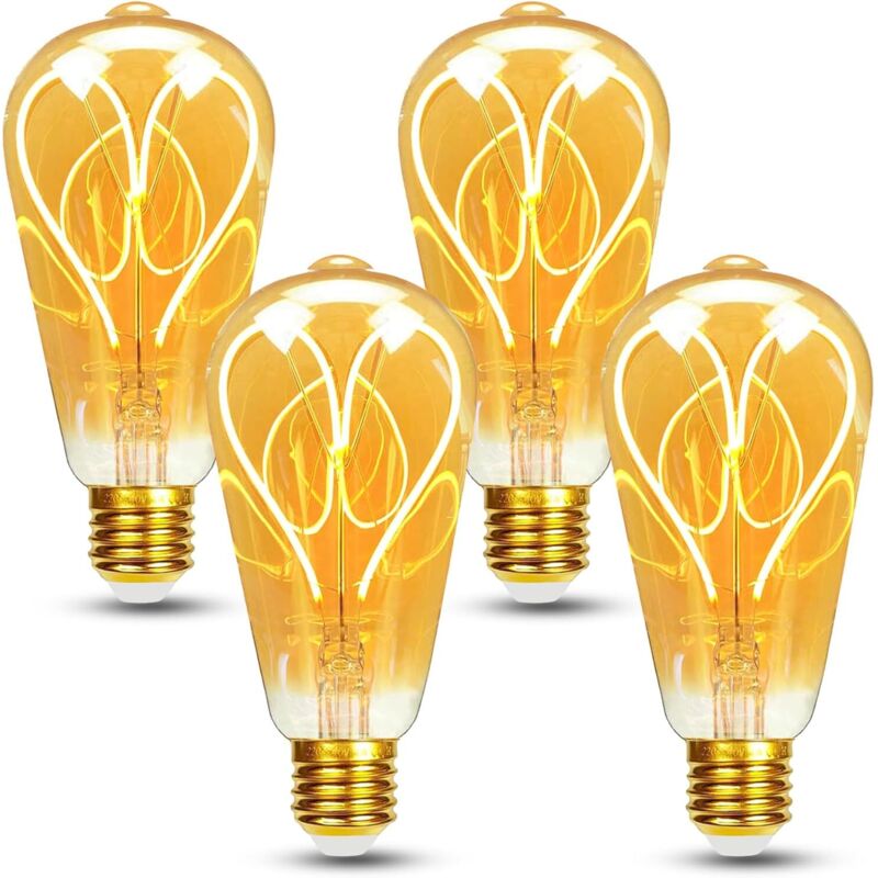 NOLUXA Lot de 4 Ampoule E27 Vintage Dimmable 4W ST64 Ampoule LED E27 Blanc Chaud 2700K 360LM Edison Décorative Rétro Ampoule
