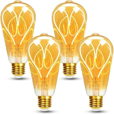 Lot de 4 Ampoule E27 Vintage Dimmable 4W ST64 Ampoule LED E27 Blanc Chaud 2700K 360LM Edison Décorative Rétro Ampoule