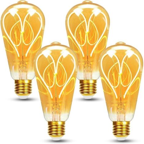 Lot de 4 Ampoule E27 Vintage Dimmable 4W ST64 Ampoule LED E27 Blanc Chaud 2700K 360LM Edison Décorative Rétro Ampoule