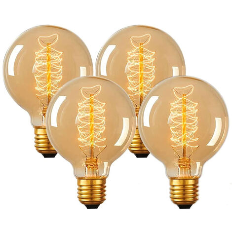 DRILLPRO Lot de 4 Ampoule rétro Edison E27, 110V, 60W, 64a, G80, E26, Filament, Vintage, lampe spirale à incandescence, 4 pièces SwagX