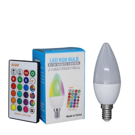 Lot de 4 Ampoules Bougie LED Intelligentes RGBW E14 5W avec Télécommande, Dimmable 85-265V