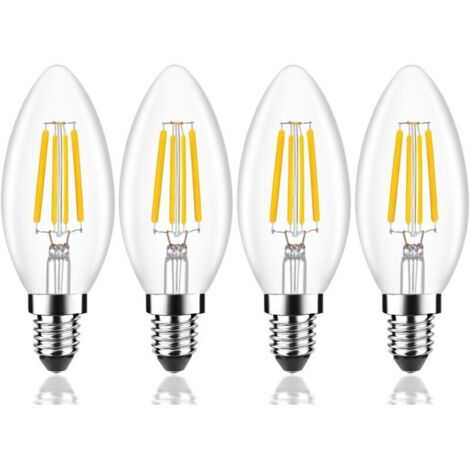 Lot de 4 Ampoules LED Classique E14,équivalent 4W,Forme Bougie,éclairage Blanc Chaud 2700K,AC 220V-240V [Classe énergétique A]