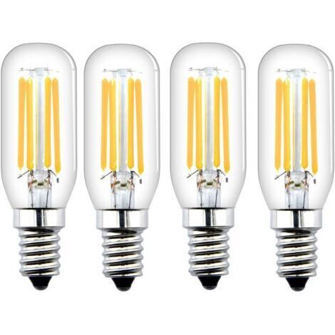 Lot de 4 ampoules LED E14 non dimmables 4 W avec 400 lm, équivalent à 40 W ampoule halogène, T26 ampoule à filament pour lumière du réfrigérateur (blanc chaud 2700 K, 4 unités)