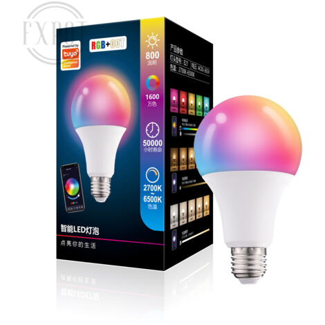 Lot de 4 Ampoules LED Intelligentes Tuya WiFi 10W A60 E27, Commande Vocale Dimmable RGBCW