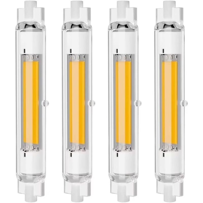 Lot de 4 Ampoules LED R7S 118mm 30W Dimmables, Blanc Chaud 3000K, Sans Scintillement