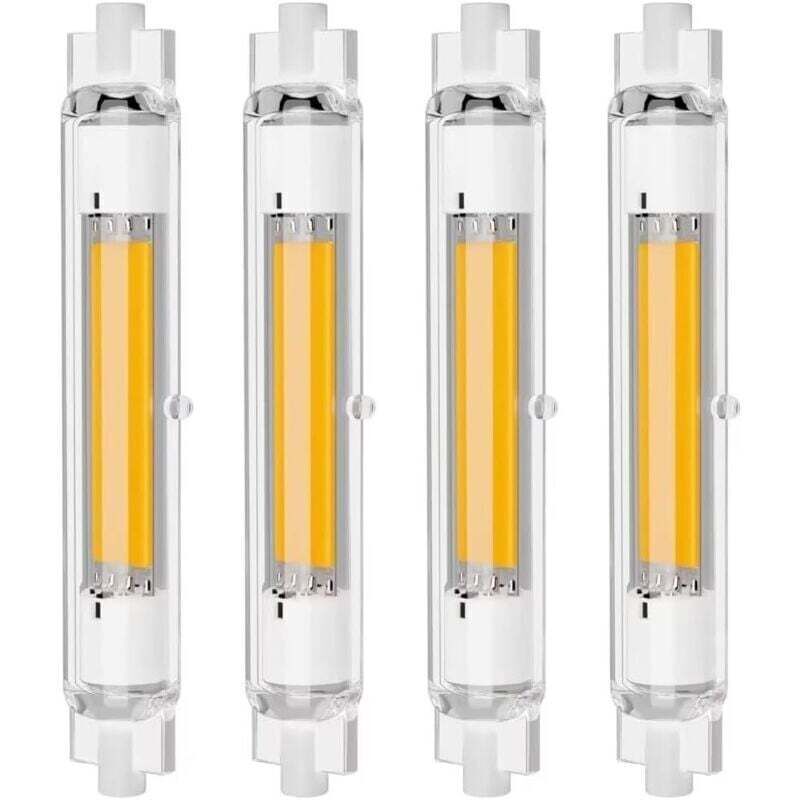 Lot de 4 Ampoules LED R7S 118mm 30W Dimmables, Blanc Chaud 3000K, Sans Scintillement