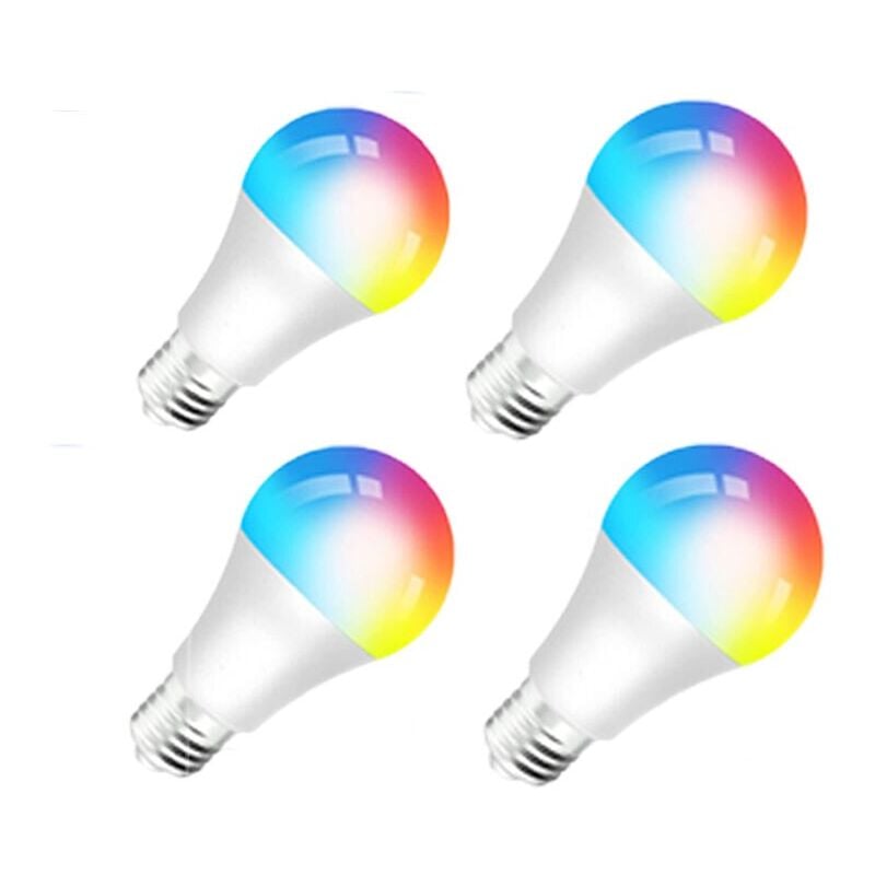 Lot de 4 Ampoules led rgb Intelligentes, Wi-Fi, E27, 9W, 850lm, Commande Vocale, Compatible Amazon Alexa et Google Home, Lumière Colorée