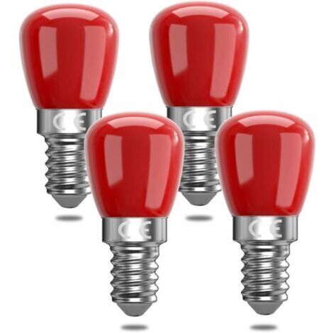 Lot de 4 ampoules LED rouges E14 3 W E14, ampoules LED décoratives rouges E14, 25 W de rechange, convient pour l'éclairage ambiant, Halloween, Noël [Classe énergétique F]
