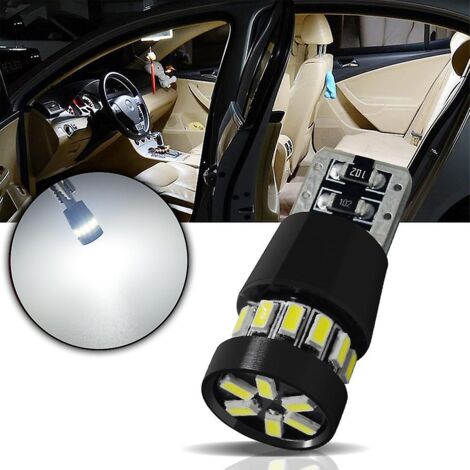 Lot de 4 ampoules LED T10 pour voiture, 21 LED, blanc froid 6000K, sans erreur Canbus, W5W T10 194 168 2825 158 175, pour plafonnier, liseuse et coffre.