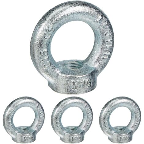 lot de 4 anneau de levage, acier c15, m16, charge 700 kg, usage industriel, levage lourd