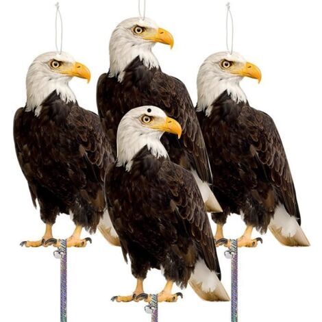 Lot de 4 Anti Pigeon pour Balcon, Effaroucheur Oiseaux, Hibou avec Réfléchissant Bande Anti Corbeau Anti Pigeons pour Jardin（A）