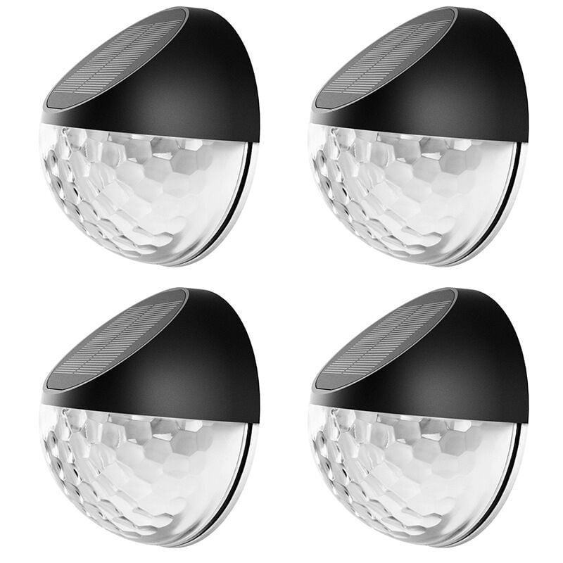 Lot de 4 Appliques Murales Solaires LED Étanches IP65, Lumière Blanche Chaude, pour Clôture Murale et Jardin