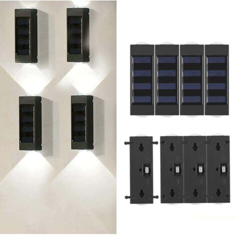 Lot de 4 appliques solaires murales extérieures pour porche et éclairage décoratif