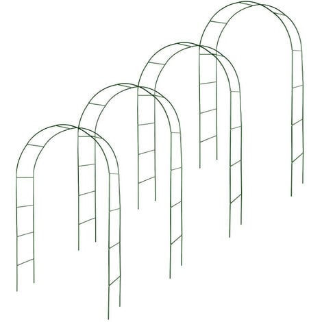 OXEO Lot de 4 arches de jardin métallique pour plantes grimpantes - Arceau rosiers grimpants - Ht 240cm - Résistant aux intempéries