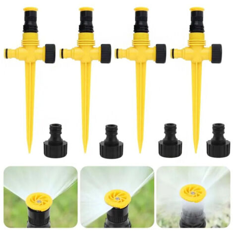 Lot de 4 arroseurs automatiques 360° - Asperseur d'arrosage réglable avec brumisateur - Système d'irrigation pour pelouse et Jardin