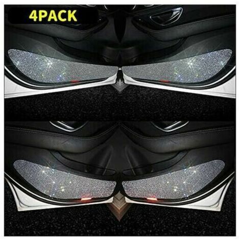 Lot de 4 autocollants de protection universels pour porte de voiture en cristal et diamant - Anti-coups de pied et anti-collision - Blanc