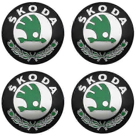 Lot de 4 autocollants emblèmes pour caches de moyeu de roue (56 mm / 60 mm) – Accessoires pour Skoda Rapid, Octavia, Fabia, Superb, Kodiaq, Kamiq