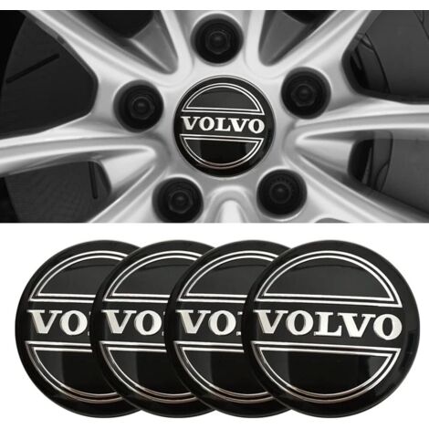 Lot de 4 autocollants pour cache-moyeux de roue Volvo S90 S60 XC60 XC40 XC90 V40 V60 S60 S80, en aluminium, 56 mm (2,2 pouces), argentés.