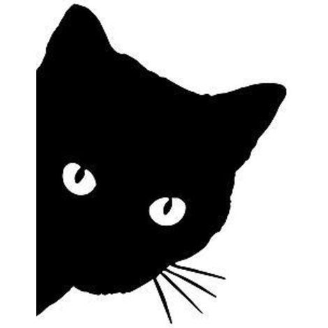 Lot de 4 autocollants tête de chat noir et blanc pour voiture, scooter, camionnette (tuning).