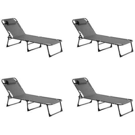 Lot de 4 Bains de Soleil "Kalio" 172cm Gris