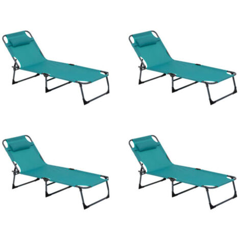 Lot de 4 Bains de Soleil "Kalio" 172cm Vert Émeraude