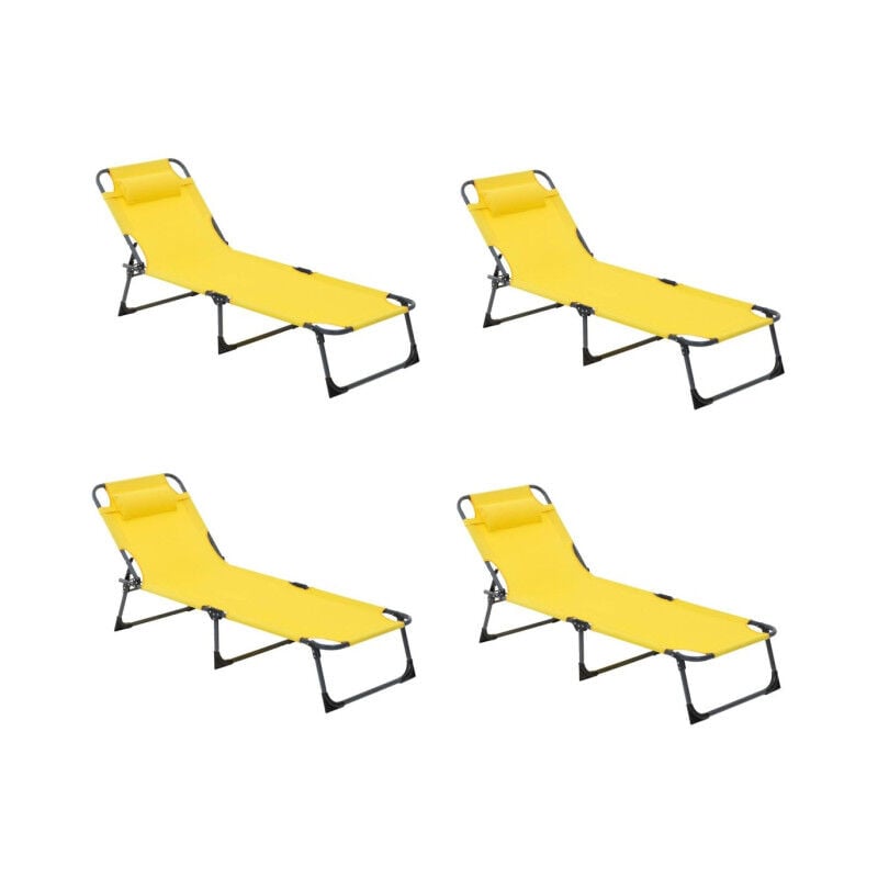 Lot de 4 Bains de Soleil 'Solario' 173cm Jaune