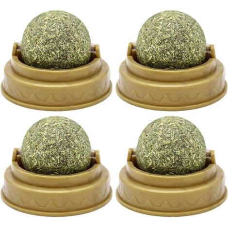 Lot de 4 Balles Balles à Lécher pour Chat à l'herbe à Chat Naturelle Mural