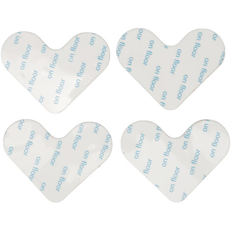 Lot de 4 bandes adhésives double face lavables pour tapis, forme cœur antidérapante, ultra-minces et réutilisables, couleur blanche.