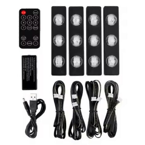 Lot de 4 bandes LED RGB USB pour l'intérieur de voiture