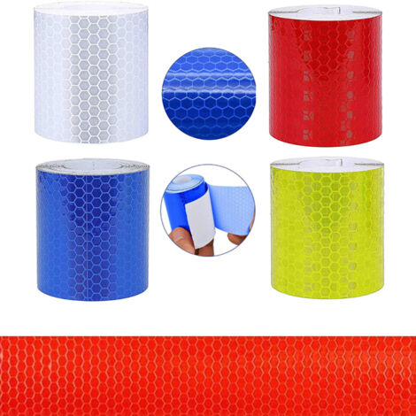 Lot de 4 bandes réfléchissantes auto-adhésives 5cm x 3m – Film réfléchissant haute qualité – Pour sécurité nocturne – Avertissement visibilité – Devenirriche