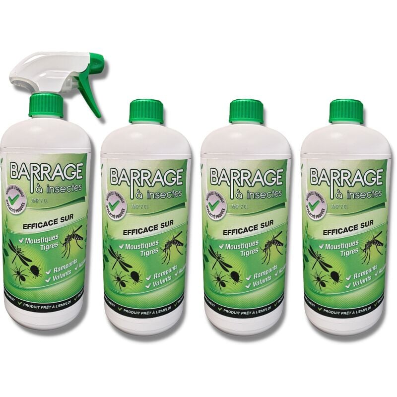 Venteo - Barrage à insectes - Lot de 4 - Efficace contre les insectes, ne tâche pas, sans odeur - Contenance 1L