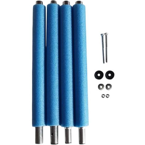Lot de 4 barres de filet de trampoline en mousse, anti-collision, pièces de rechange pour trampoline, tiges en acier avec vis, boîtier, tube droit pour le jardin